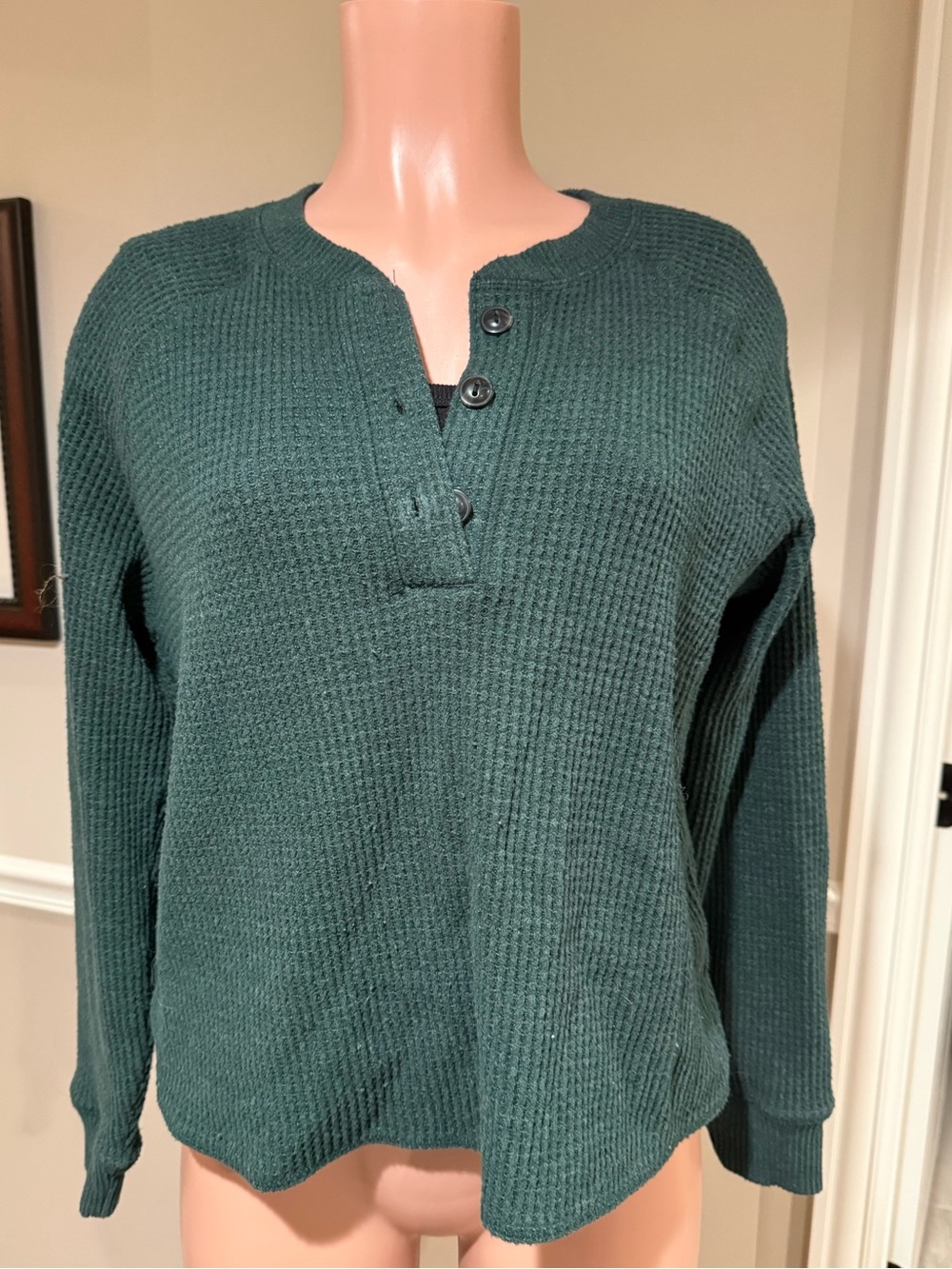 Old Navy Dark Teal Waffle Knit Crewneck Sweater